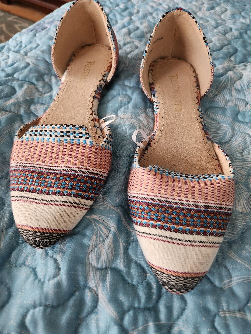 Restricted Multicolor Woven D'Orsay Flats - Pink & Blue